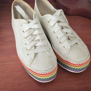 Keds Cream Sneakers with Rainbow Sole